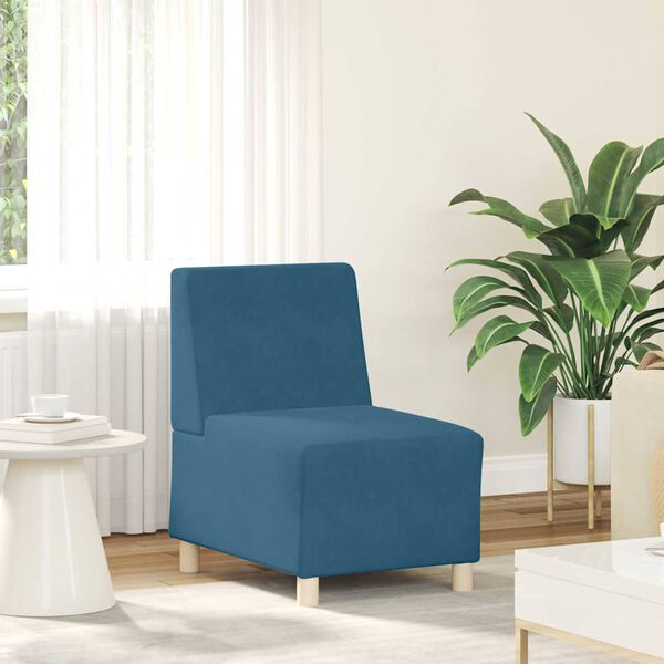 vidaXL Modulares Armfreies Sofa 3 pcs Blau 55 x 74 x 82 cm Samt