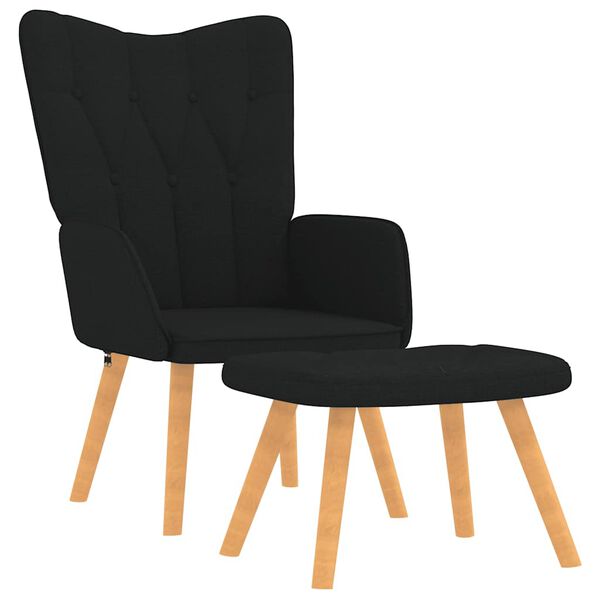 vidaXL Relaxsessel mit Hocker Schwarz Stoff