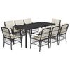 vidaXL 9-tlg. Garten-Essgruppe mit Kissen Schwarz Poly Rattan