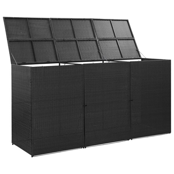 vidaXL Mülltonnenbox für 3 Tonnen Schwarz 229x78x120 cm Poly Rattan