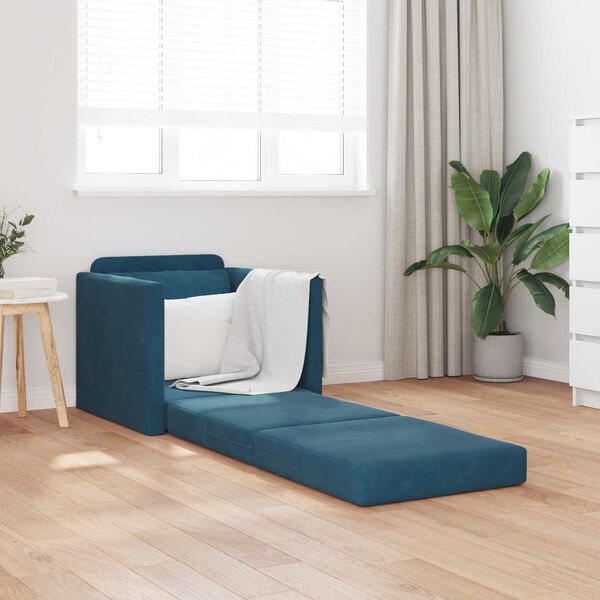 vidaXL Schlafsofa 60cm Blau Samt