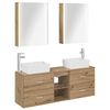 vidaXL Badezimmerm&ouml;bel-Set 5 stk. Artisan-Eiche Ingenieurholz und Glas