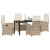 vidaXL Garten Essgruppe mit Kissen 5 pcs Beige Poly-Rattan