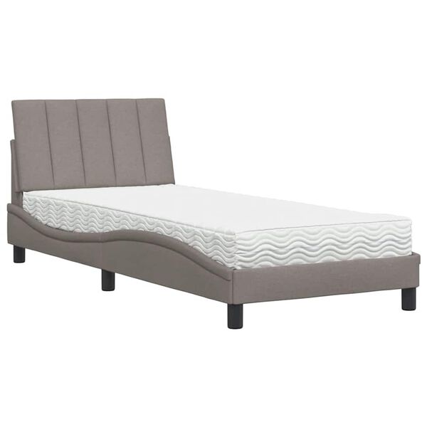 vidaXL Bett mit Matratze "Hanko" Taupe 80x200 cm Stoff