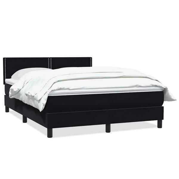 vidaXL Boxspringbett mit Matratze Schwarz 140x210 cm Samt