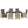 vidaXL Garten Essgruppe mit Kissen 7 pcs Beige Poly-Rattan