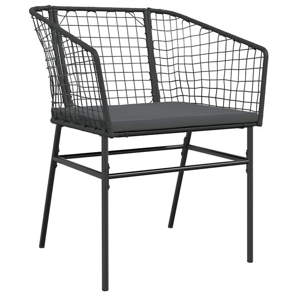 vidaXL 5-tlg. Garten-Essgruppe mit Kissen Schwarz Poly Rattan Glas