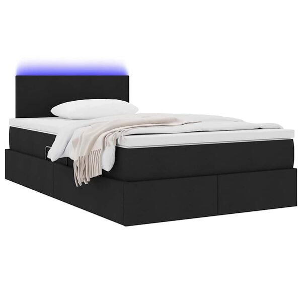 vidaXL Bett mit Stauraum und LED Schwarz 120 x 200 cm Polyester