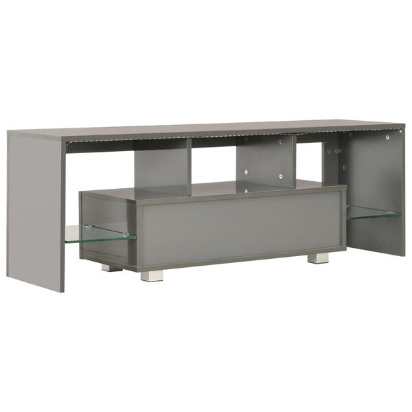 vidaXL TV-Schrank mit LED-Leuchten Hochglanz-Grau 130x35x45 cm
