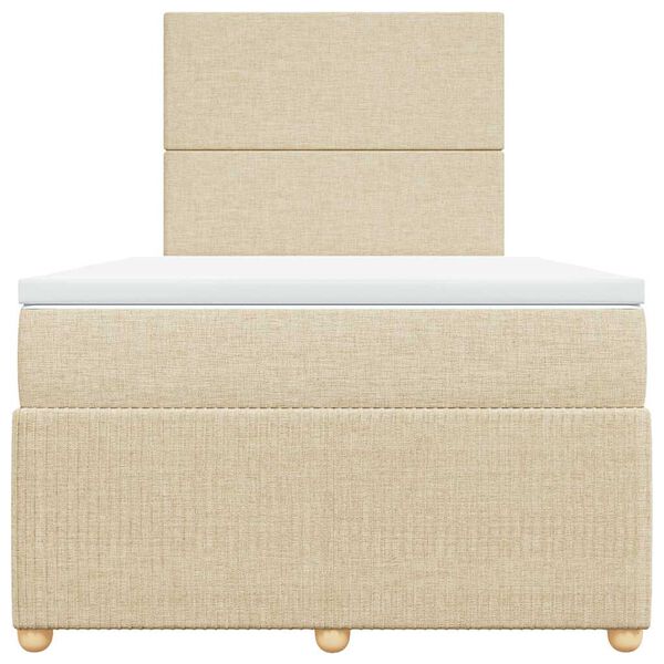 vidaXL Boxspringbett mit Matratze Creme 120x190 cm Stoff