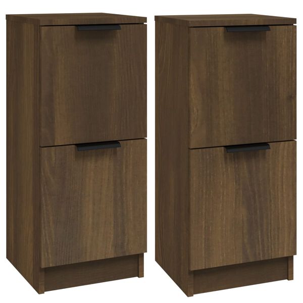 vidaXL Sideboards 2 Stk. Braun Eichen-Optik 30x30x70 cm Holzwerkstoff