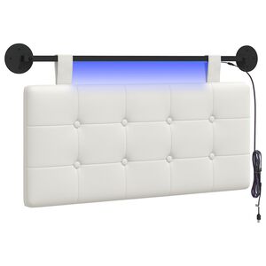 vidaXL H&auml;ngendes Kopfteil Mit LED Licht Wei&szlig; Kunstleder