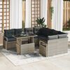 vidaXL Garten-Sofa-Set mit Speicher 9 pcs Hellgrau Poly Rattan