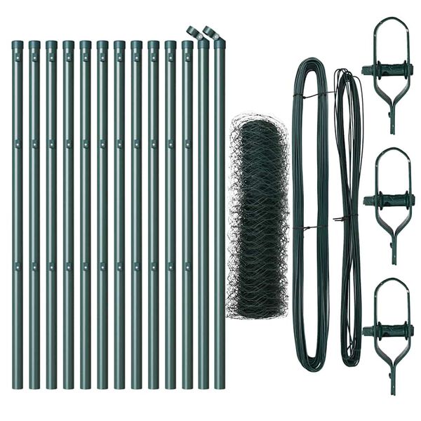 vidaXL Zaunpfosten Gr&uuml;n 25 x 0,4 m (50 mm Mesh) Stahl und PVC