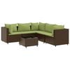 vidaXL 6-tlg. Garten-Lounge-Set mit Kissen Braun Poly Rattan