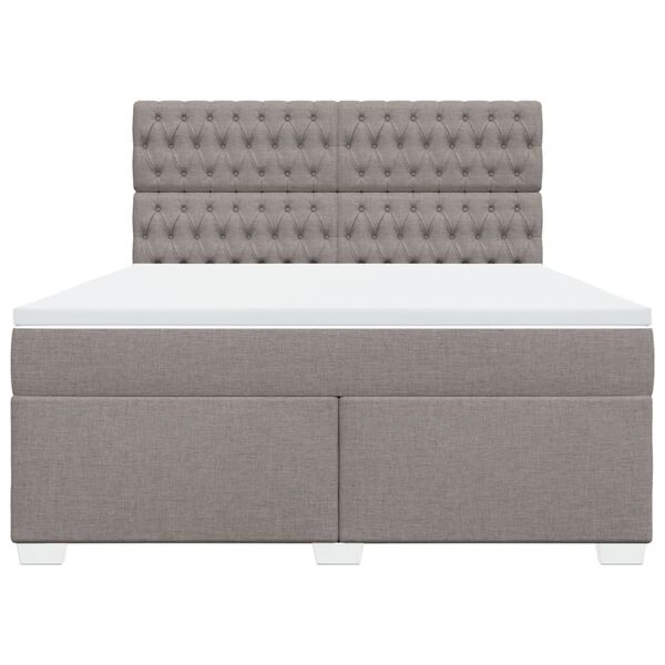 vidaXL Boxspringbett mit Matratze Taupe 180x200 cm Stoff
