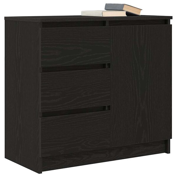 vidaXL Sideboard mit Schublade Schwarz Eichen-Optik 71x35x65 cm