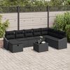 vidaXL Garten-Sofa-Set mit Kissen 9 pcs Schwarz Poly Rattan
