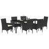 vidaXL Garten Essgruppe mit Kissen 7 pcs Schwarz Poly-Rattan