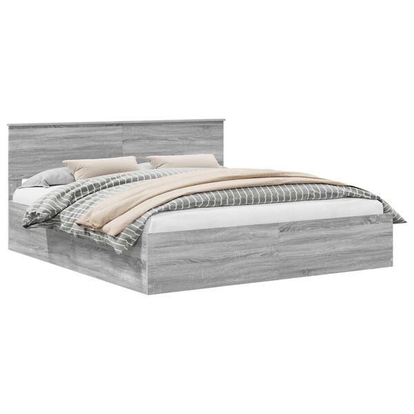 vidaXL Bettrahmen Graues Sonoma 200 x 200 cm Holzwerkstoff