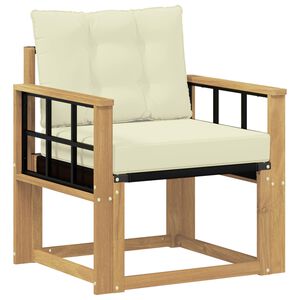 vidaXL Outdoor-Sofa Massives Akazienholz und Textilene Wei&szlig;
