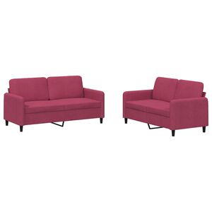 vidaXL 2-tlg. Sofagarnitur Weinrot Samt
