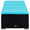 vidaXL Sonnenliege mit Auflage und Teetisch Poly Rattan Blau