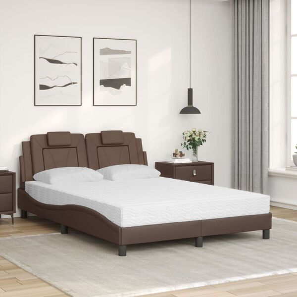 vidaXL Bett "Viana" mit Matratze Braun 140x190 cm Kunstleder
