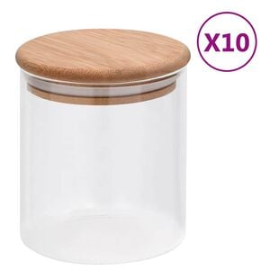 vidaXL Vorratsgl&auml;ser mit Bambusdeckel 10 Stk. 600 ml