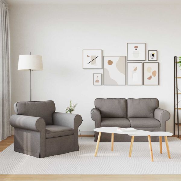 vidaXL Sofa 2 pcs Taupe 155 x 82 x 80 cm Stoff