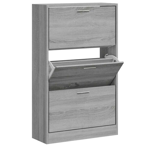 vidaXL Schuhschrank Grau Sonoma 63x24x103 cm Holzwerkstoff