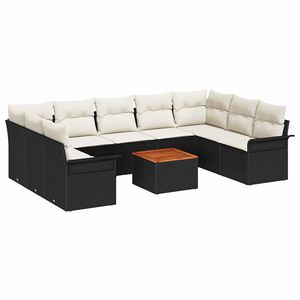 vidaXL Gartensofa-set 10 stk. Schwarz Poly-Rattan