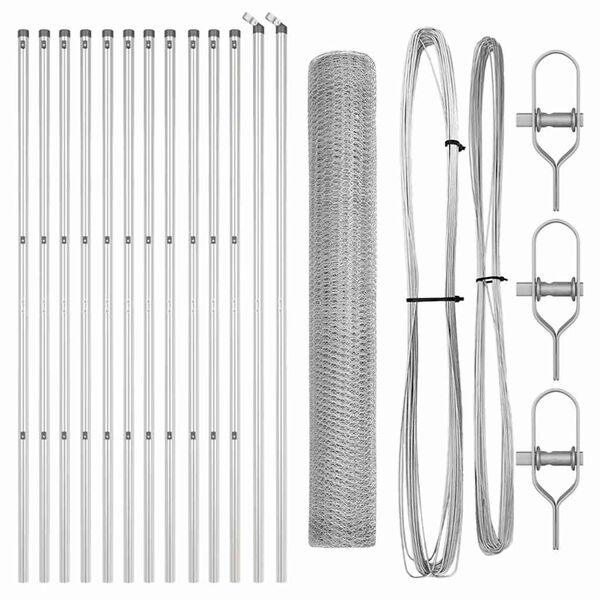 vidaXL Zaunpfosten Silber 25 x 1,4 m (25 mm Netz) Stahl