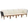 vidaXL 4 pcs Massives Akazienholz & Seil Natur