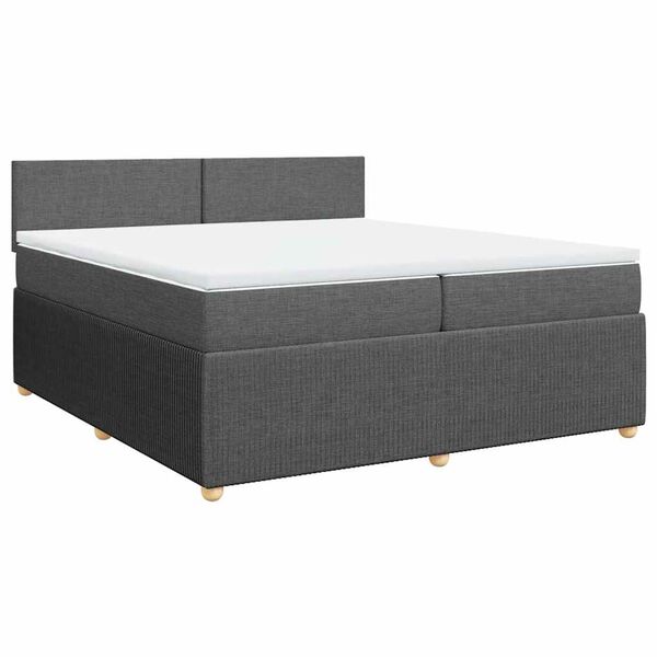 vidaXL Boxspringbett mit Matratze Dunkelgrau 200x200 cm Stoff