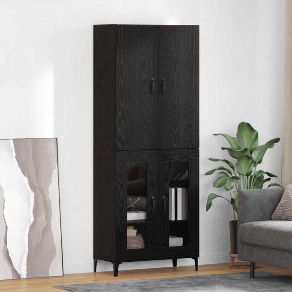 vidaXL Highboard Schwarz Eichen-Optik 69,5 x 34 x 180 cm Holzwerkstoff