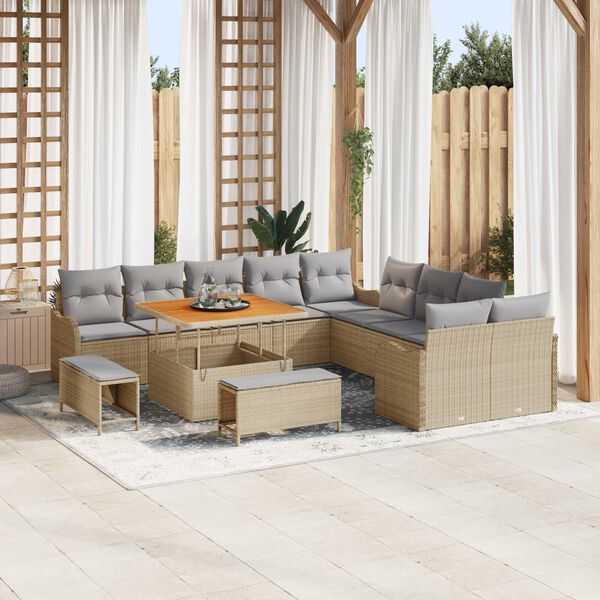 vidaXL Garten-Sofa-Set 13 pcs Beige Poly-Rattan