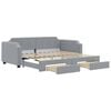 vidaXL Tagesbett Ausziehbar mit Schubladen Hellgrau 90x190 cm Stoff