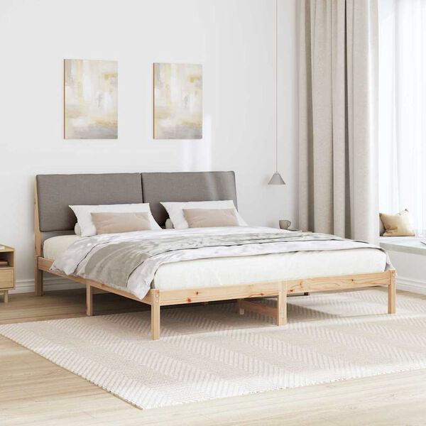 vidaXL Bettgestell Braun und Taupe 200 x 200 cm Massivholz Kiefer