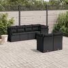 vidaXL 7-tlg. Garten-Sofagarnitur mit Kissen Schwarz Poly Rattan