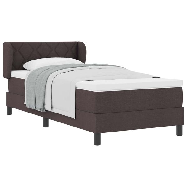 vidaXL Boxspringbett mit Matratze Dunkelbraun 90 x 190 cm Stoff
