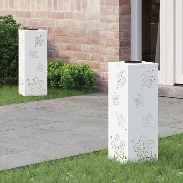 vidaXL Solar LED Weg Licht 2 pcs Wei&szlig; Kalt gewalzter Stahl