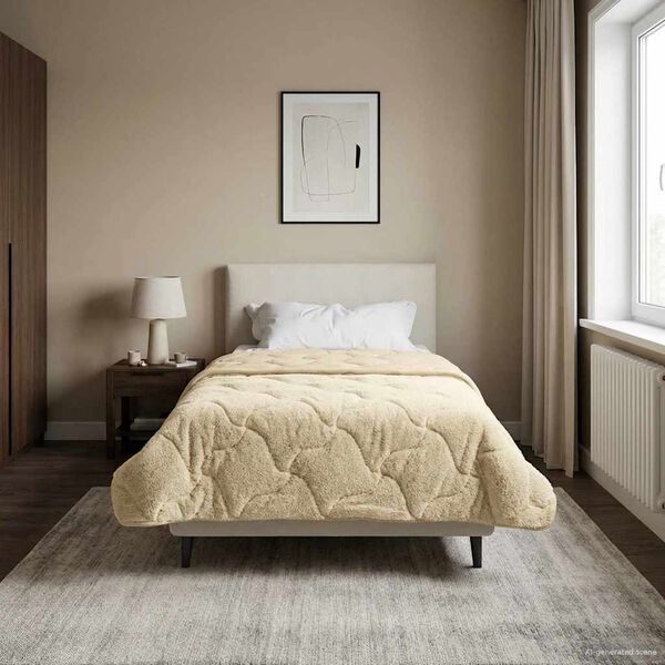 vidaXL Ganzjahresbettdecke Gepolstert Creme 155 x 200 cm