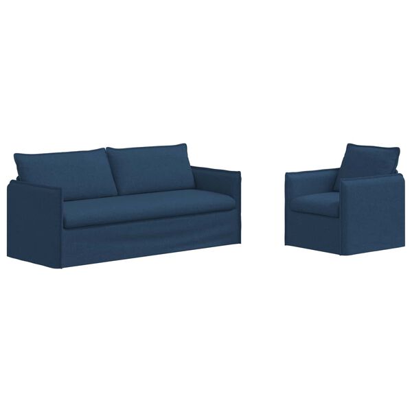 vidaXL Sofa 2 pcs Blau Gesamtabmessungen: 196 x 82 x 85 cm (B x T x H)