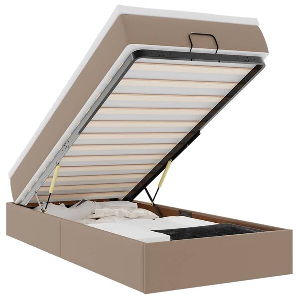 vidaXL Ottoman-Bett mit Matratze Cappuccino-Braun 90x200 cm Kunstleder