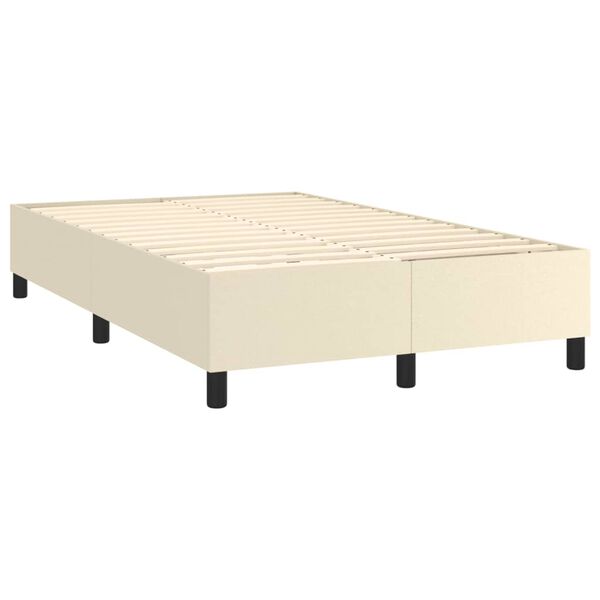 vidaXL Boxspringbett mit Matratze Creme 120x200 cm Kunstleder