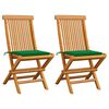 vidaXL Gartenst&uuml;hle mit Gr&uuml;nen Kissen 2 Stk. Massivholz Teak