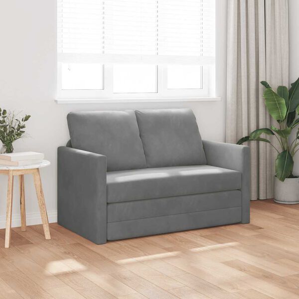 vidaXL Bodensofa mit Schlaffunktion Dunkelgrau 122x204x55 cm Samt