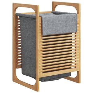 vidaXL W&auml;schekorb mit Innentasche in Grau 32x30x36,5 cm Bambus