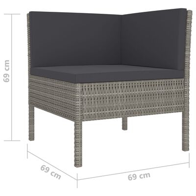 vidaXL 4-tlg. Garten-Lounge-Set mit Auflagen Poly Rattan Grau